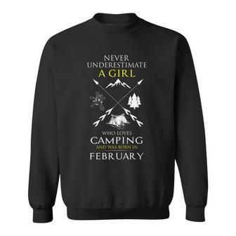 A Girl Who Loves Camping Born In February Camp Girl Vintage Sweatshirt | Mazezy UK