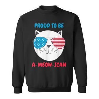 A-Meow-Ican Cute American Flag Trendy Cat Sweatshirt | Mazezy