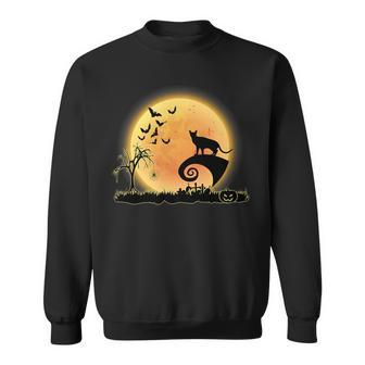 Abyssinian Cat Scary And Moon Funny Kitty Halloween Costume Sweatshirt | Mazezy