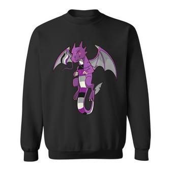 Ace Pride Flag Asexual Dragon Mythical Aroace Lgbt Aromantic Sweatshirt | Mazezy