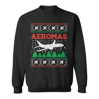 Aeromas Plane Ugly Christmas Sweater Flight Xmas Pilot Pj Sweatshirt | Mazezy