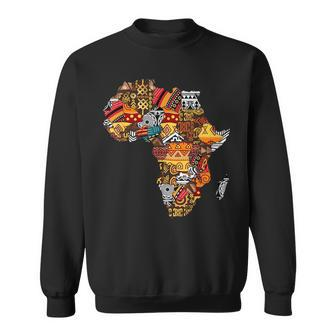 African Native Pride Funny Africa Map Heritage Pattern Gift Sweatshirt | Mazezy