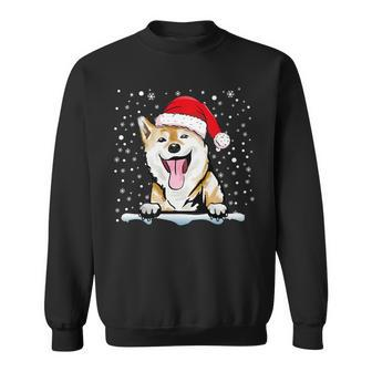 Ainu Dog Hokkaido Dog Christmas Santa Hat Matching Family Sweatshirt | Mazezy