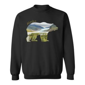 Alaska Bear Grizzly Bear With Alaska Mountains Sweatshirt | Mazezy