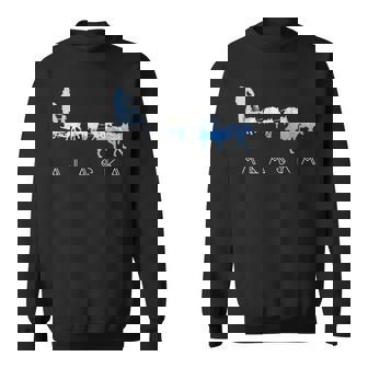 Alaska Sled Dogs Mushing Sled Dog Team Snow Mountain Scene Sweatshirt | Mazezy