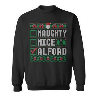 Alford Family Name Xmas Naughty Nice Alford Christmas List Sweatshirt | Mazezy