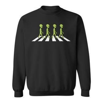 Aliens Crossing Walking Road Sweatshirt | Mazezy