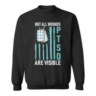 All Wounds Are Visible Ptsd Usa Flag Ptsd Awareness Flag Sweatshirt | Mazezy