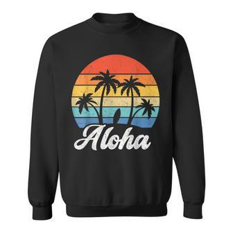Aloha Hawaii Hawaiian Island Palm Beach Surfboard Surf Sweatshirt | Mazezy