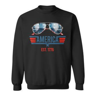 America Est 1776 Usa 4Th Of July Patriotic Sunglasses Sweatshirt | Mazezy