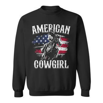 American Cowgirl Rodeo Barrel Racing Horse Riding Girl Gift Sweatshirt | Mazezy