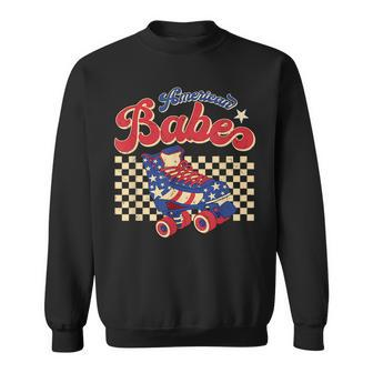 American Flag BabeRetro 4Th Of July Roller Skating Usa Flag Usa Funny Gifts Sweatshirt | Mazezy