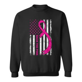 American Flag Back The Pink Breast Cancer Awareness Ribbon Sweatshirt - Seseable