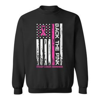 American Flag Back The Pink Breast Cancer Awareness Sweatshirt - Monsterry