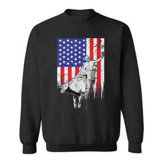 American Flag Bucking Bull Riding Patriotic Rodeo Rider Patriotic Funny Gifts Sweatshirt | Mazezy