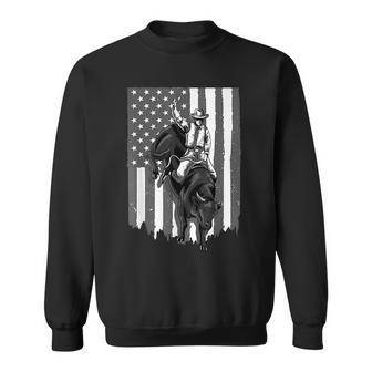 American Flag Bull Riding Cowboy 4Th Of July Patriotic Rodeo Patriotic Funny Gifts Sweatshirt | Mazezy