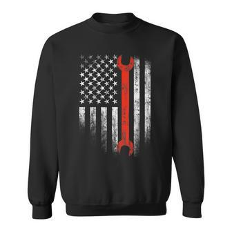 American Flag Mechanic Wrench Patriotic Car Van Tank Patriotic Funny Gifts Sweatshirt | Mazezy