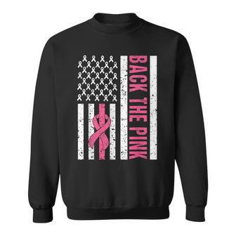 American Flag Back The Pink Breast Cancer Awareness Ribbon Sweatshirt | Mazezy