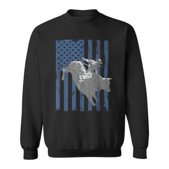 American Flag Retro Bull Riding Gift Bull Rider Sweatshirt | Mazezy
