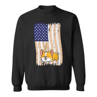 American Flag Sleeping Corgi Sweatshirt | Mazezy