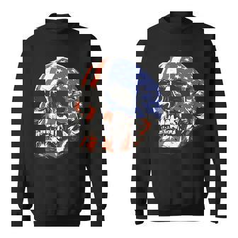 American Skull Patriotic American Flag Skeleton Patriotic Funny Gifts Sweatshirt | Mazezy