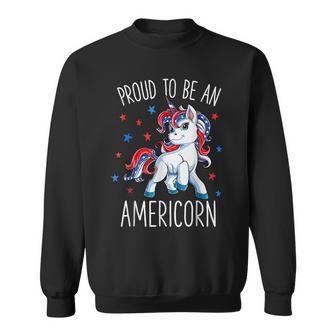 Americorn Cute Unicorn American Flag 4Th Of July Girls Kids Sweatshirt | Mazezy