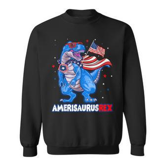 Amerisaurus T-Rex Usa Flag Kids Funny 4Th Of July Dinosaur Sweatshirt | Mazezy