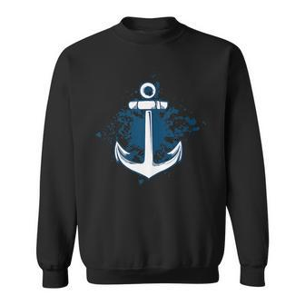 Anchor Navy Anchor Drop Into Blue Sea Sailing Sailor Sweatshirt | Mazezy