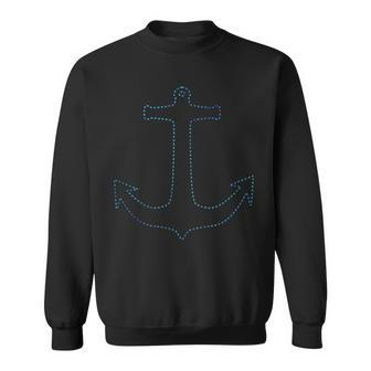 Anchor Outline Blue Teal Ocean Lover Gift Sweatshirt | Mazezy