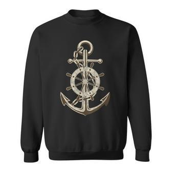 Anchor Sring Wheel Sea Coast Sea Sailing Captain Boat Gift Sweatshirt | Mazezy
