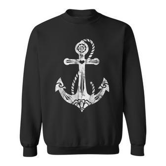 Anchor Symbol Sacred Rose Heart Tattoo Style Sweatshirt | Mazezy UK