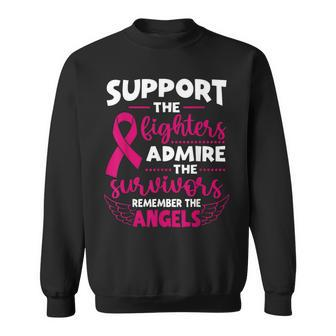 Angel Wing Pink Support The Fighters Breast Cancer Awareness Sweatshirt - Seseable