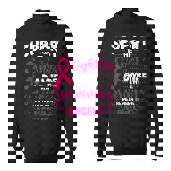 Angel Wing Pink Support The Fighters Breast Cancer Awareness Sweatshirt - Seseable