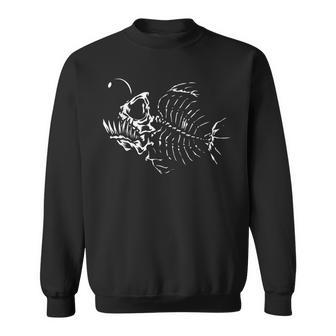 Angle Fish Skeleton Halloween Costume Scary Deep Sea Animal Sweatshirt - Seseable