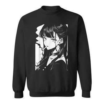 Anime Horror Girl Aesthetic Soft Grunge Waifu Japanese Otaku Japanese Sweatshirt | Mazezy