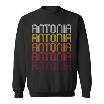 Antonia Retro Wordmark Pattern Vintage Style Sweatshirt | Mazezy