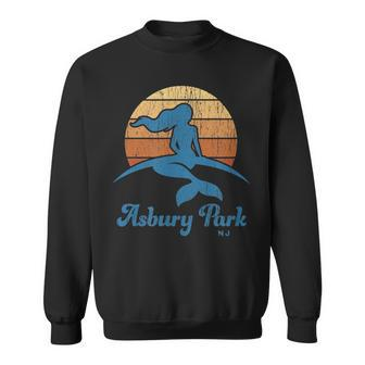 Asbury Park Nj Vintage Mermaid 70S Throwback Sunset Sweatshirt | Mazezy