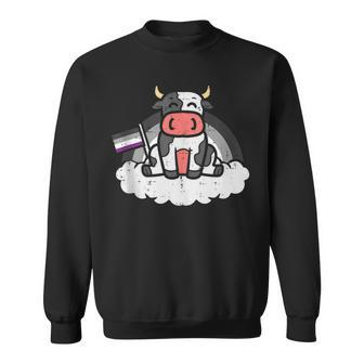 Asexual Flag Cow Lgbt Ace Pride Stuff Farmer Animal Sweatshirt | Mazezy