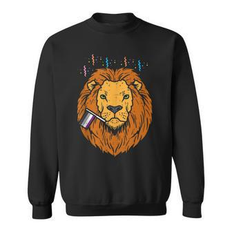 Asexual Flag Lion Lgbt Pride Month Ace Pride Stuff Animal Sweatshirt | Mazezy