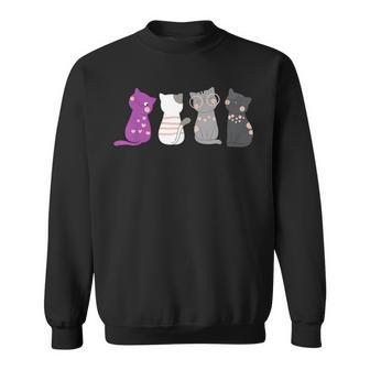 Asexuality Ace Flag Kawaii Cat Lover Equality Asexual Sweatshirt - Thegiftio UK