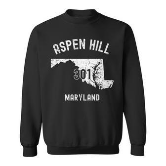 Aspen Hill Maryland Md 301 Vintage Athletic Style Sweatshirt | Mazezy