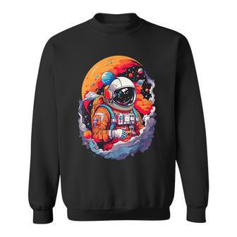 Astronaut In Space Astronaut With Planets Spaceman Sweatshirt | Mazezy