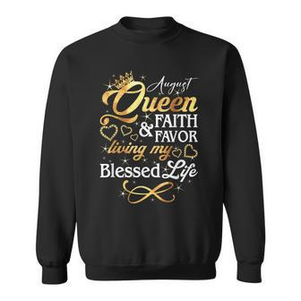 August Queen Living My Blessed Life Birthday Queen Crown Sweatshirt | Mazezy