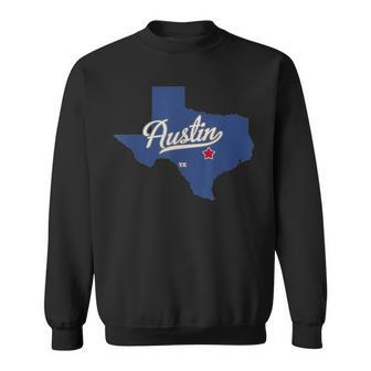 Austin Texas Tx Map Sweatshirt - Monsterry