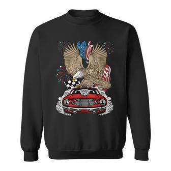 Auto Racing 4Th Of July Eagle Usa Flag Dragster Race Sweatshirt | Mazezy