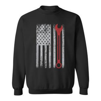 Auto Repairman Car Mechanic Wrench Workshop Tools Usa Flag Mechanic Funny Gifts Funny Gifts Sweatshirt | Mazezy