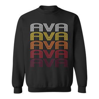 Ava Retro Wordmark Pattern Vintage Style Sweatshirt | Mazezy