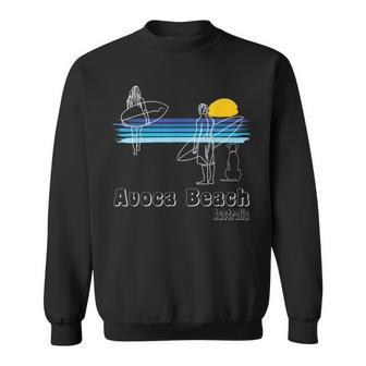 Avoca Beach Australia Surfing Beach Surf Guy With Dog Sweatshirt | Mazezy