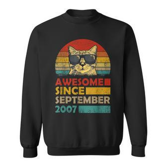 Awesome Since September 2007 16Th Birthday Cat Lover Sweatshirt - Monsterry