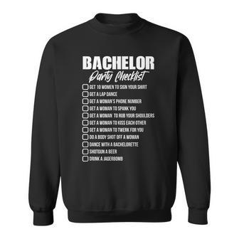 Bachelor Party Checklist Groom Groomsmen Stag Party Sweatshirt | Mazezy